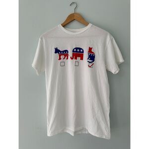 Funny Political Election Donkey, Elephant, and Cat Graphic T-Shirt Adult size L